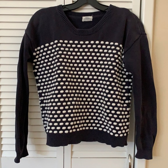 Madewell Wallace Cotton Polka Dot Pullover sweater navy blue size medium - Picture 1 of 2